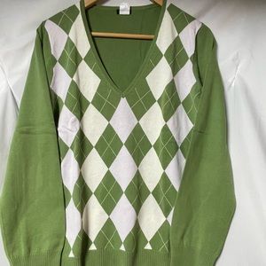 J. Crew Argyle V-Neck Sweater